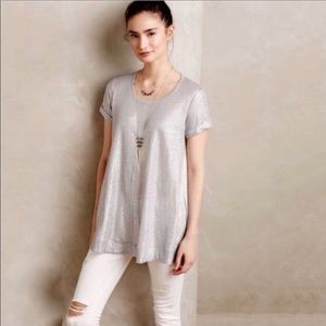 Anthropologie Bordeaux Silver Shimmer Tunic Top S